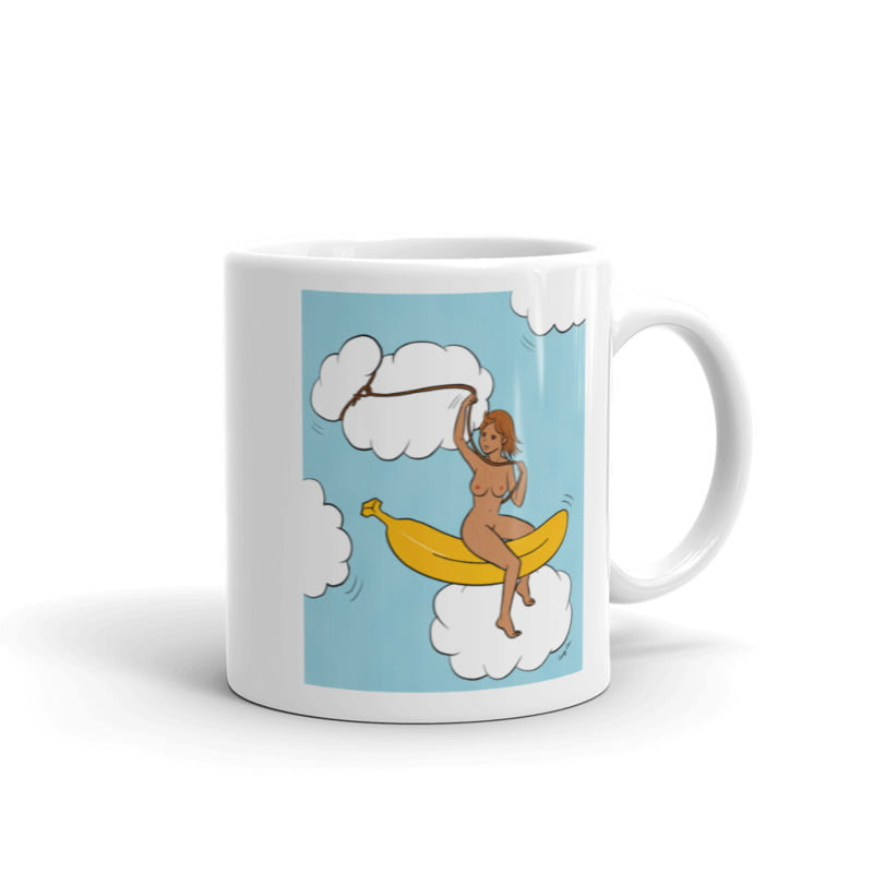 mug banana riding