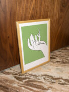 green background illustration of a woman doing yoga handstand