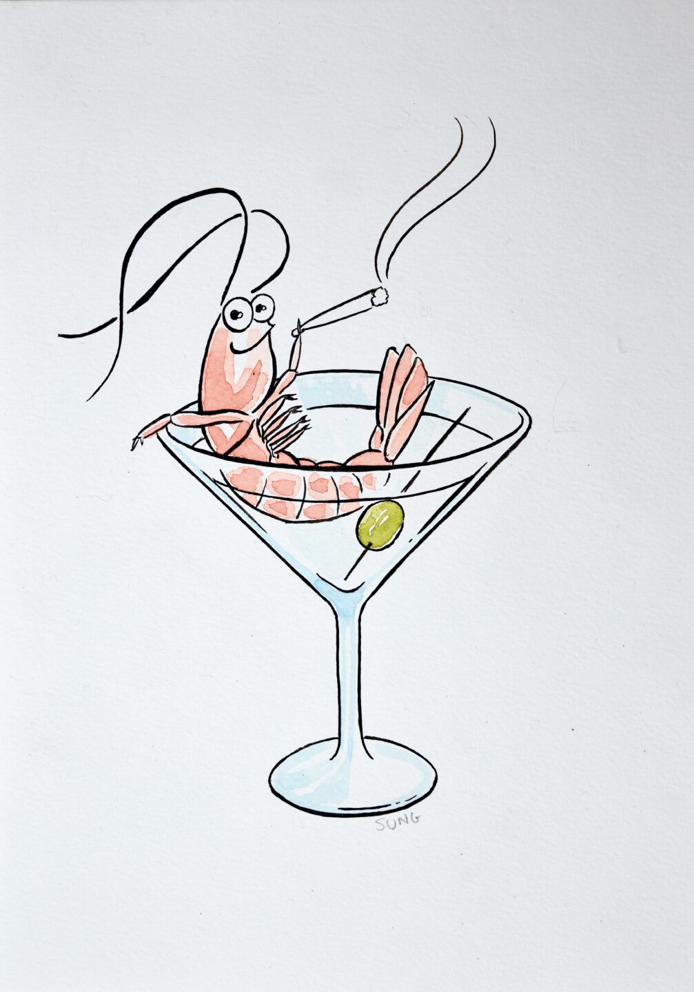 sexy shrimp martini illustration
