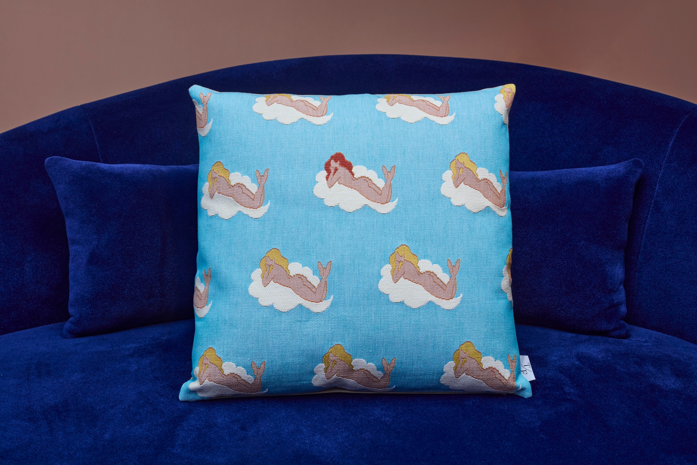 Sung Lee's Blue jacquard cloud cushion